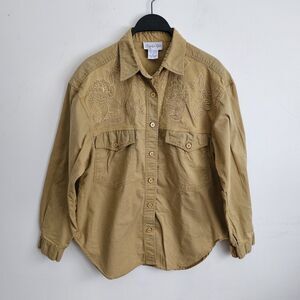 Vintage 90s Simply Top Western Shirt Cotton Women's Size S Embroidered Pointy